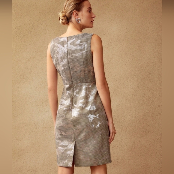 Motf Houndstooth Print Sequin Camouflage Square Neck Pencil Dress - Picture 3 of 7